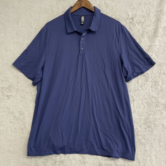 NWOT Kirkland Signature Men's XL Navy Active Polo Shirt Nylon Blend - Picture 2 of 9